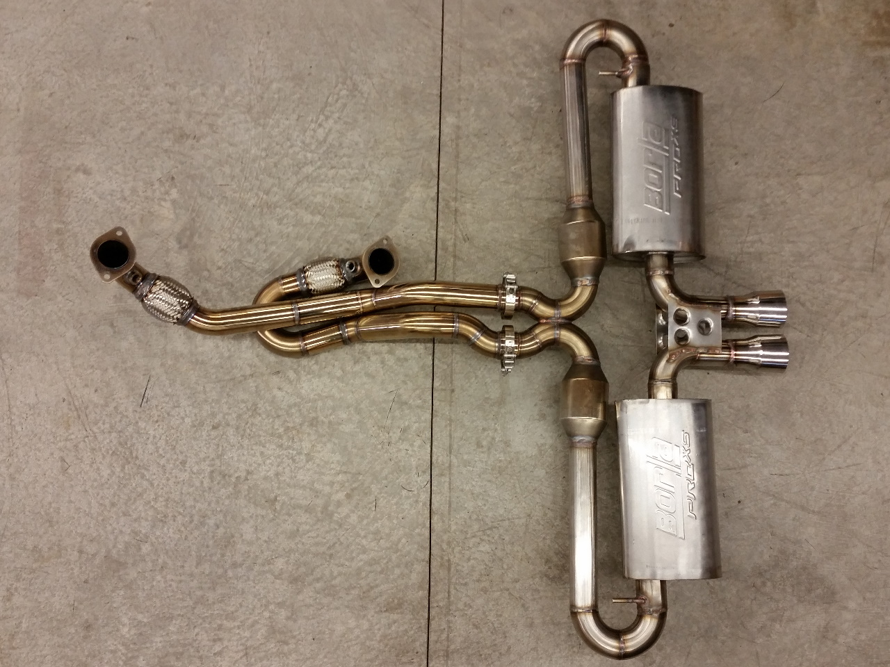 Custom dual exhaust with x-pipe for 2GR swapped MR2.