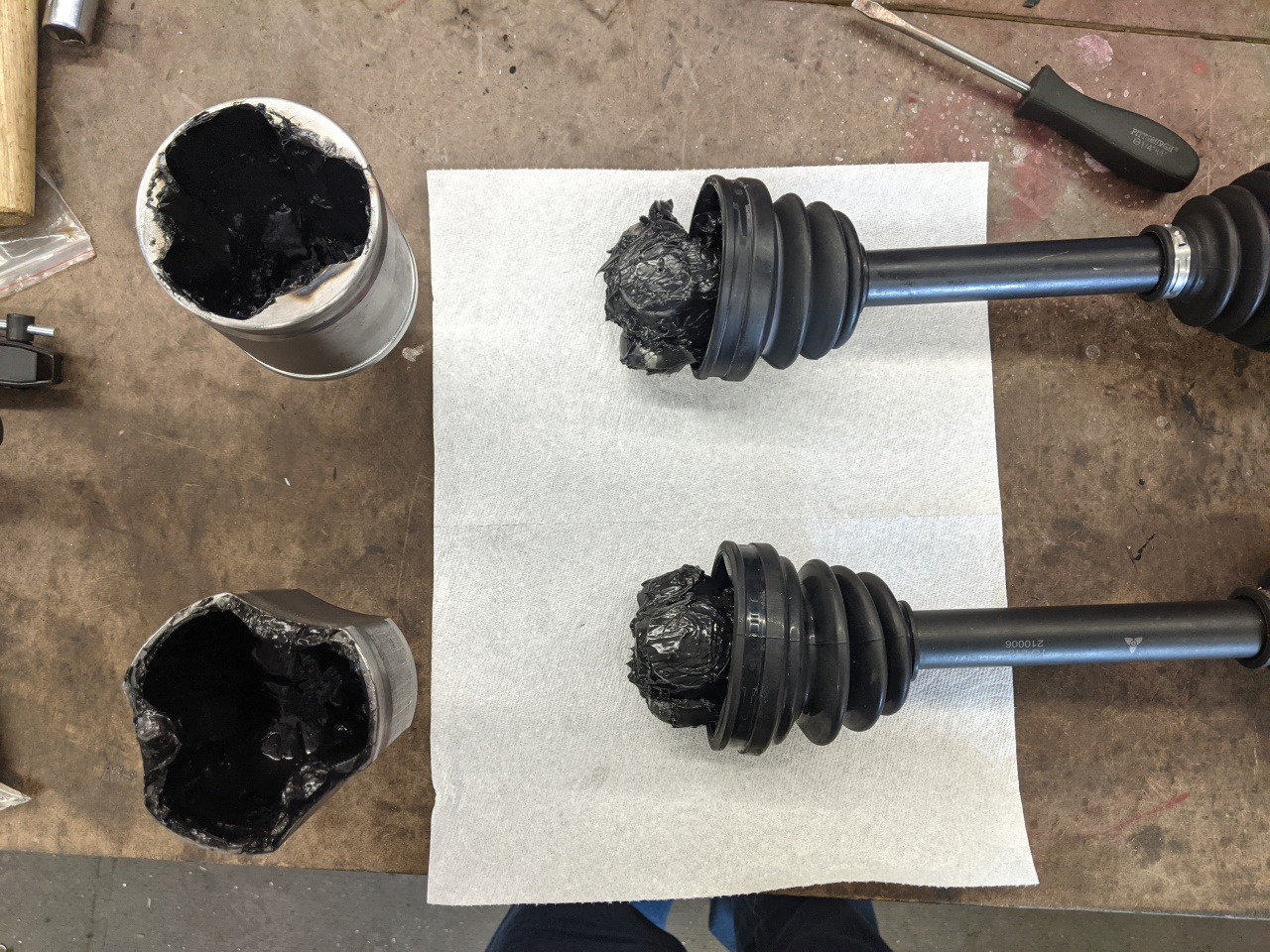 Axles separated at inner CV joint
