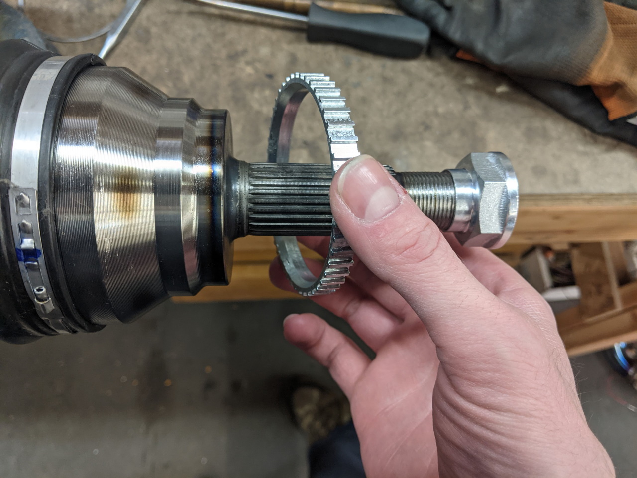 Tone ring removed from new axle