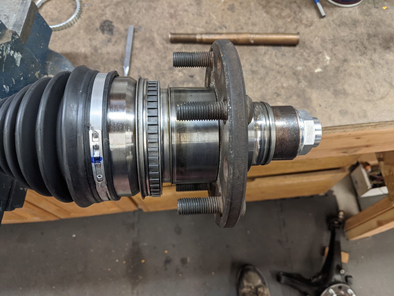 Pressing tone ring with old bearing race and hub