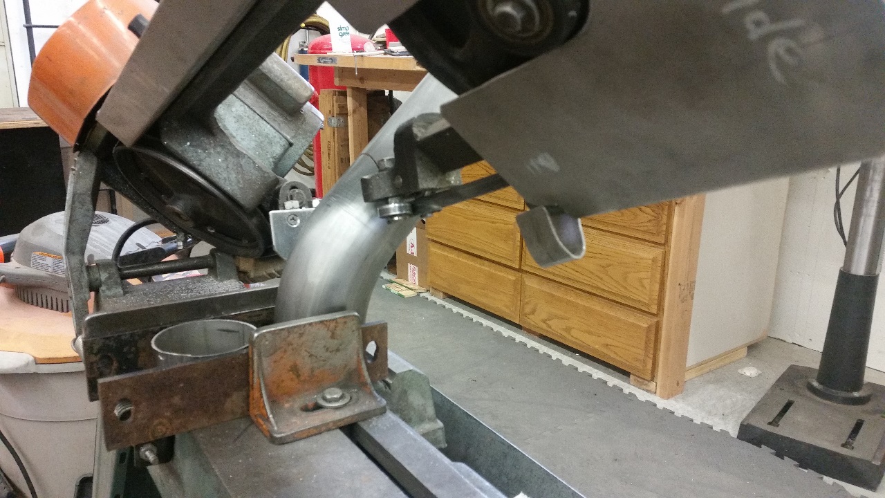 Cutting 3" 45° elbow for exhaust tip